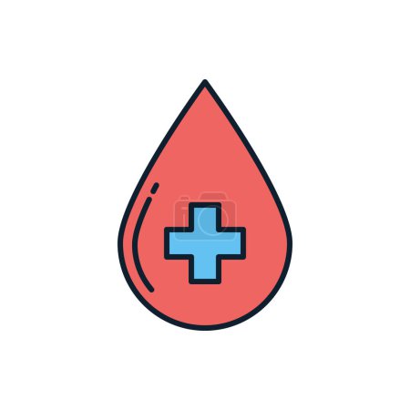 Ilustración de Icono de línea vectorial relacionado con donación de sangre. Gota de sangre. Aislado sobre fondo blanco. Ilustración vectorial. Carrera editable - Imagen libre de derechos