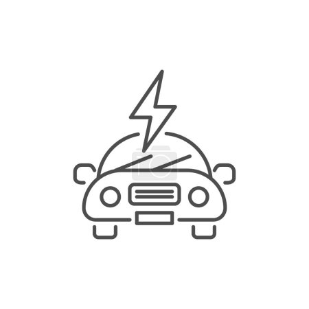 Photo for Electric car related vector linear icon. Eco friendly auto. Green vehicle. Automobile with lightning. Vector outline illustration Isolated on white background. Editable stroke - Royalty Free Image