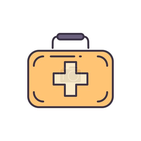 Illustration for First Aid Kit related vector line icon. Isolated on white background. Vector illustration. Editable stroke - Royalty Free Image