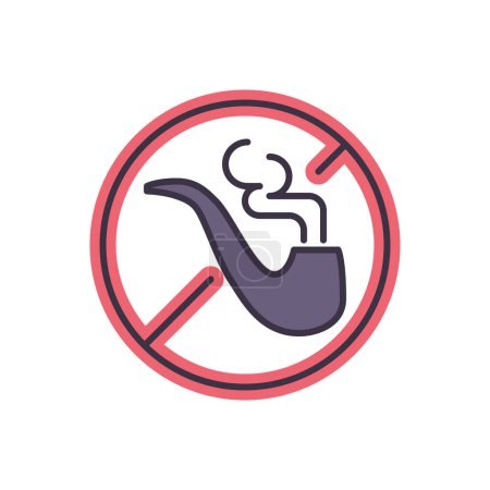 Ilustración de No fumar icono de línea de vectores relacionados. Signo de prohibición, pipa, humo. Aislado sobre fondo blanco. Ilustración vectorial. Carrera editable - Imagen libre de derechos