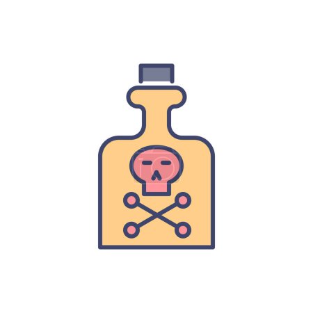 Illustration for Poison related vector line icon. Skull and bones, bottle. Isolated on white background. Vector illustration. Editable stroke - Royalty Free Image