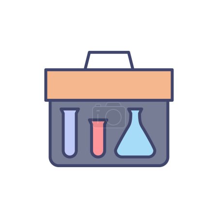 Illustration for Research Briefcase related vector line icon. Suitcase, portfel, test tube. Isolated on white background. Vector illustration. Editable stroke - Royalty Free Image