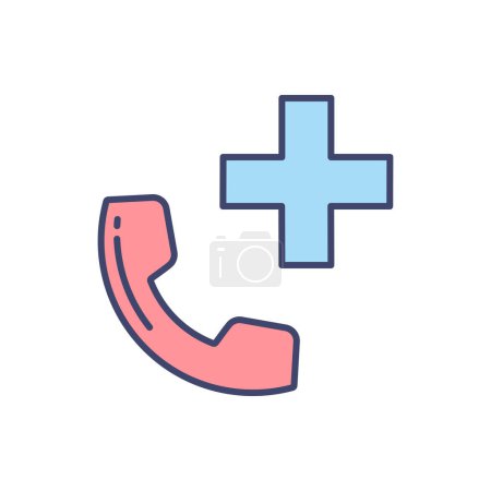 Illustration for Emergency Phone related vector line icon. Isolated on white background. Vector illustration. Editable stroke - Royalty Free Image