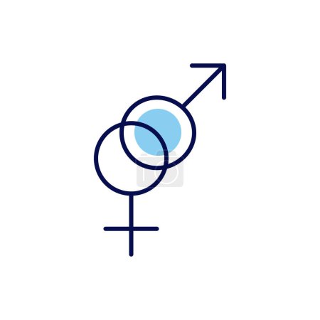Ilustración de Género símbolo relacionado icono de línea vectorial. Hombres, mujeres, marte, venus. Aislado sobre fondo blanco. Ilustración vectorial. Carrera editable - Imagen libre de derechos
