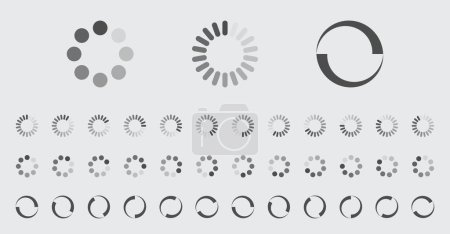 Illustration for Circular Loading Buffering Icons Vector Set Video Ready for Animation Gif All Keyframes Frames Bufring Circle Waiting for Connection Buffer Preloader Download Symbol Easy Replace Color - Royalty Free Image