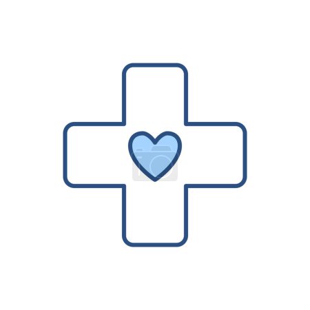 Ilustración de Icono de línea vectorial relacionada con Medical Cross. Corazón. Aislado sobre fondo blanco. Ilustración vectorial. Carrera editable - Imagen libre de derechos