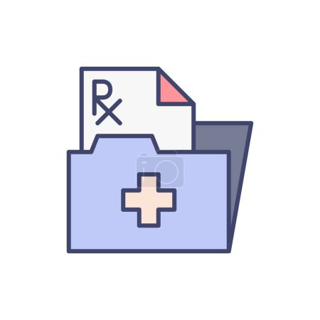 Illustration for Prescription related vector line icon. Folder, sheet, paper Isolated on white background. Vector illustration. Editable stroke - Royalty Free Image