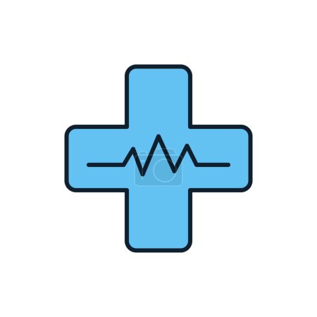 Illustration for Medical Cross related vector line icon. Heartbeat. Isolated on white background. Vector illustration. Editable stroke - Royalty Free Image