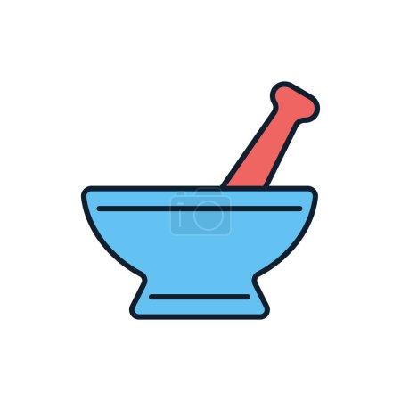 Illustration for Mortar and Pestle related vector line icon. Isolated on white background. Vector illustration. Editable stroke - Royalty Free Image