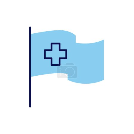 Ilustración de Bandera médica relacionada con el icono de línea vectorial. Aislado sobre fondo blanco. Ilustración vectorial. Carrera editable - Imagen libre de derechos