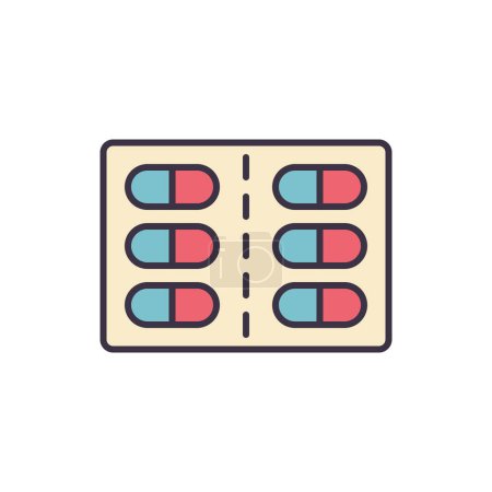 Illustration for Pills related vector line icon. Pills linear icon. Pharmaceutical product. Vitamin for personal healthcare. Capsules with aspirin. Isolated on white background. Vector illustration. Editable stroke - Royalty Free Image