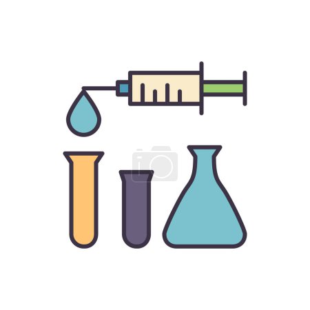 Illustration for Syringe and Lab Tubes related vector line icon. Test tube. Isolated on white background. Vector illustration. Editable stroke - Royalty Free Image