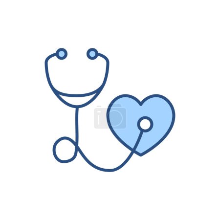 Illustration for Stethoscope related vector line icon. Isolated on white background. Heart. Vector illustration. Editable stroke - Royalty Free Image