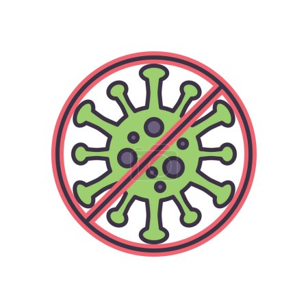 Téléchargez les illustrations : Icône vectorielle anti-coronavirus. Virus COVID 19 en signe d'interdiction. Isolé sur fond blanc. Illustration vectorielle modifiable - en licence libre de droit