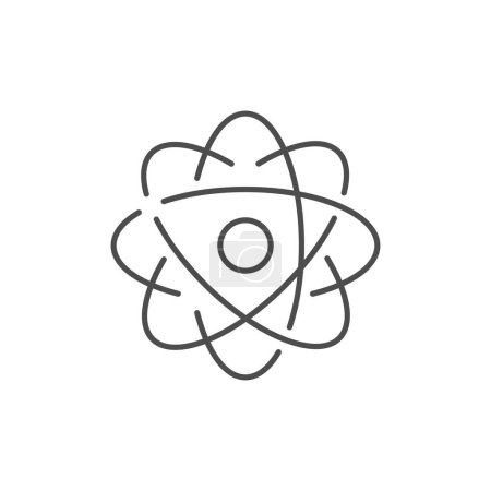 Illustration for Atom related vector line icon. Vector outline illustration Isolated on white background. Nuclear energy source. Atom core with electrons orbits. Science, physics and chemistry symbol. Editable stroke - Royalty Free Image