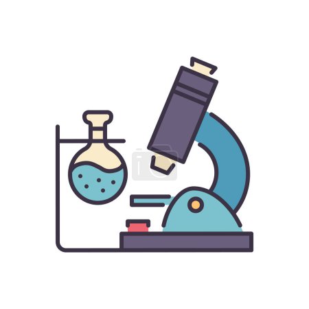 Illustration for Medical research related vector icon. Microscope and test flask sign. Isolated on white background. Editable vector illustration - Royalty Free Image
