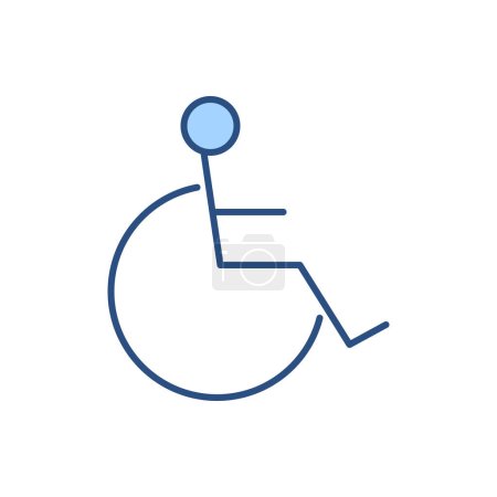 Illustration for Disabled related vector line icon. Disabled person in wheelchair linear icon. Service for people with disabilities. Handicap. Isolated on white background. Vector illustration. Editable stroke - Royalty Free Image