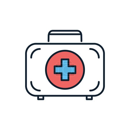 Illustration for First aid kit related vector icon. Medical Suitcase with medical cross sign. First aid kit sign. Isolated on white background. Editable vector illustration - Royalty Free Image