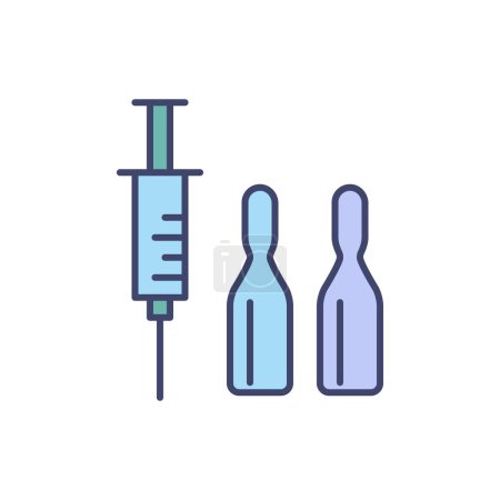 Illustration for Syringe and Lab Tubes related vector line icon. Isolated on white background. Vector illustration. Editable stroke - Royalty Free Image