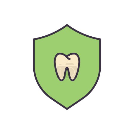 Téléchargez les illustrations : Protection des dents Icône vectorielle connexe. Signe de protection des dents. Isolé sur fond blanc - en licence libre de droit