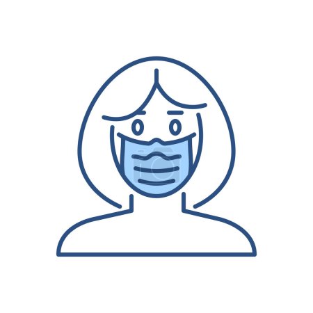 Ilustración de Mujer ingenio máscara médica icono de vectores relacionados. Señal de máscara médica de mujer ingenio. Aislado sobre fondo blanco. Ilustración vectorial editable - Imagen libre de derechos