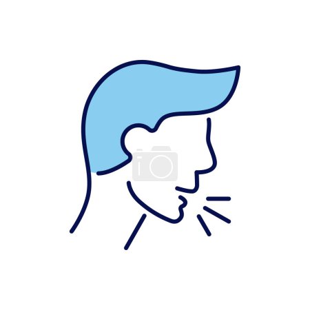 Ilustración de Ícono de vector relacionado con la tos. Tos cabeza de hombre. Signo de tos. Aislado sobre fondo blanco. Ilustración vectorial editable - Imagen libre de derechos