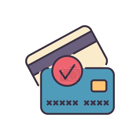 Illustration for Credit card related vector icon. Credit cards with check mark sign. Isolated on white background. Editable vector illustration - Royalty Free Image