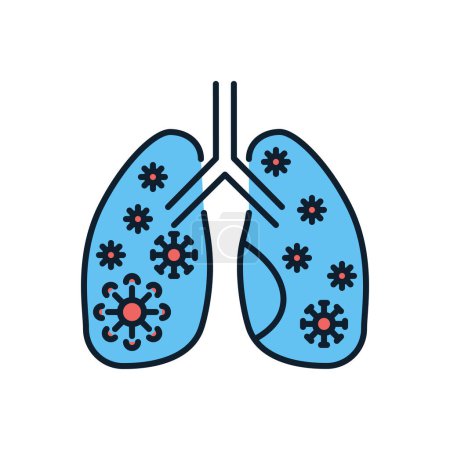 Illustration for Lungs Infection related vector icon. Lungs with infection inside. Lungs Infection sign. Isolated on white background. Editable vector illustration - Royalty Free Image