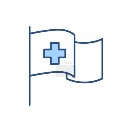 Ilustración de Bandera médica relacionada con el icono de línea vectorial. Aislado sobre fondo blanco. Ilustración vectorial. Carrera editable - Imagen libre de derechos