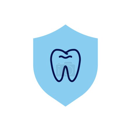 Téléchargez les illustrations : Protection des dents Icône vectorielle connexe. Signe de protection des dents. Isolé sur fond blanc - en licence libre de droit