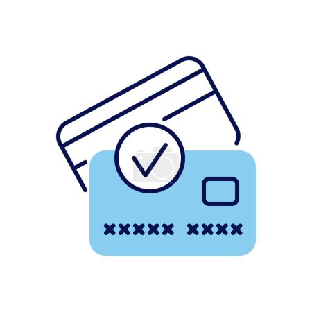 Illustration for Credit card related vector icon. Credit cards with check mark sign. Isolated on white background. Editable vector illustration - Royalty Free Image