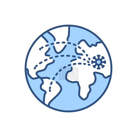 Ilustración de Icono de vector relacionado con la pandemia. La propagación del virus por todo el mundo. Signo de pandemia. Aislado sobre fondo blanco. Ilustración vectorial editable - Imagen libre de derechos