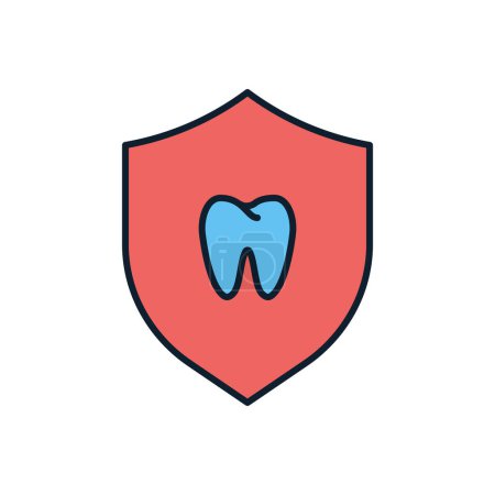 Illustration for Teeth Protection Related Vector Icon. Teeth Protection sign. Isolated on White Background - Royalty Free Image