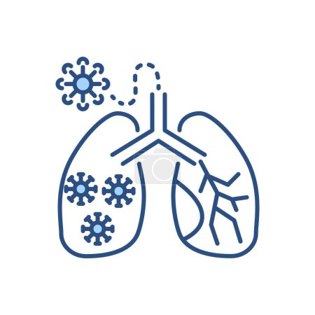 Ilustración de Pulmones Icono vectorial relacionado con infección. Pulmones con infección dentro. Signo de infección pulmonar. Aislado sobre fondo blanco. Ilustración vectorial editable - Imagen libre de derechos