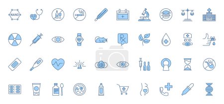 Illustration for Medical Vector Icons Set. Line Icons, Sign and Symbols in Outline Design Medicine and Health Care with Elements for Mobile Concepts and Web Apps. Collection Modern Infographic Logo and Pictogram - Royalty Free Image
