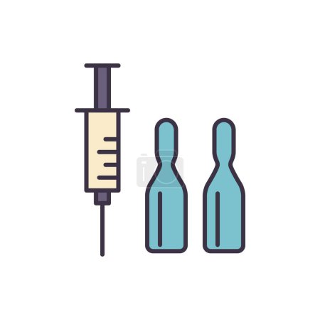 Illustration for Syringe and Lab Tubes related vector line icon. Isolated on white background. Vector illustration. Editable stroke - Royalty Free Image