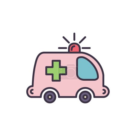 Illustration for Ambulance Car related vector line icon. Emergency response. Accident department. Medical vehicle Isolated on white background. Vector illustration. Editable stroke - Royalty Free Image