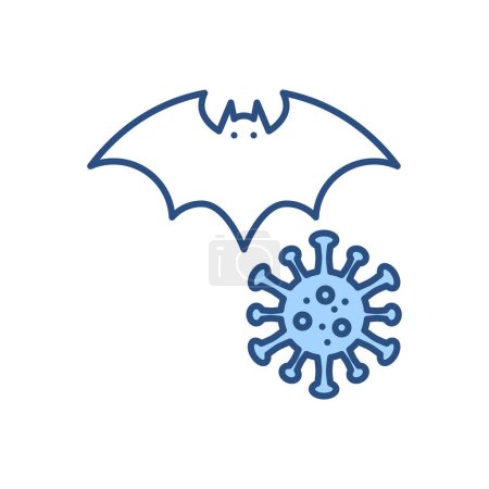 Ilustración de Portador de murciélagos del icono del vector relacionado con coronavirus. Signo de murciélago y virus. Aislado sobre fondo blanco. Ilustración vectorial editable - Imagen libre de derechos