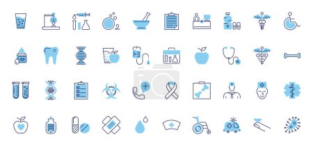 Photo for Medical Vector Icons Set. Line Icons, Sign and Symbols in Outline Design Medicine and Health Care with Elements for Mobile Concepts and Web Apps. Collection Modern Infographic Logo and Pictogram - Royalty Free Image