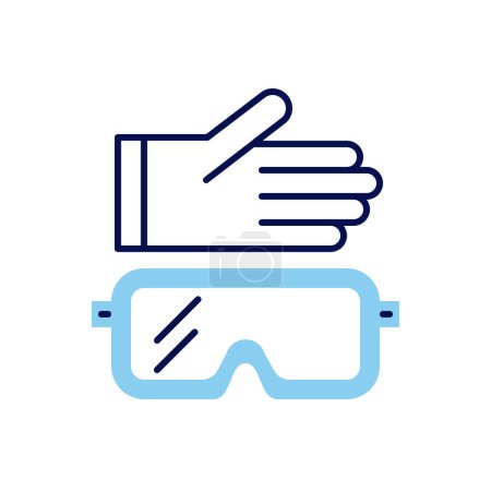 Illustration for Protective clothing related vector icon. Glove and safety glasses. Protective clothing sign. Isolated on white background. Editable vector illustration - Royalty Free Image