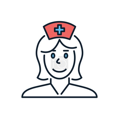 Ilustración de Enfermera icono de vector relacionado. Señal de enfermera. Aislado sobre fondo blanco. Ilustración vectorial editable - Imagen libre de derechos