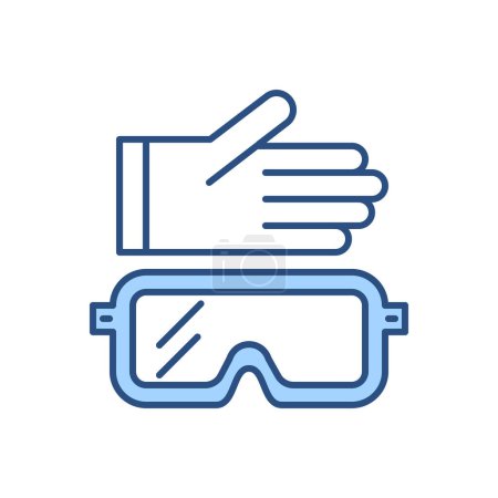 Illustration for Protective clothing related vector icon. Glove and safety glasses. Protective clothing sign. Isolated on white background. Editable vector illustration - Royalty Free Image