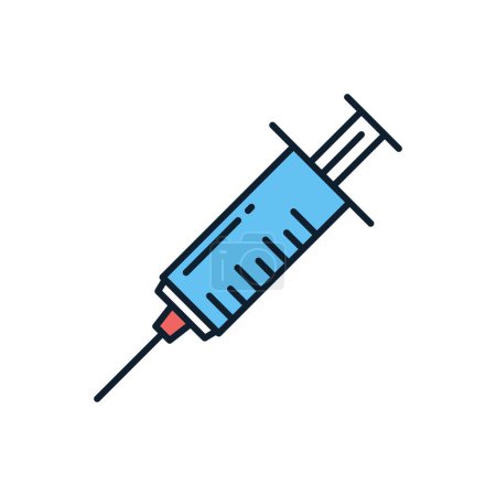Illustration for Syringe related vector line icon. Isolated on white background. Vector illustration. Editable stroke - Royalty Free Image