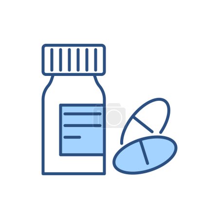 Illustration for Tube and Pills Related Vector Icon. Drugs. Tube and Pills sign. Isolated on Black Background - Royalty Free Image