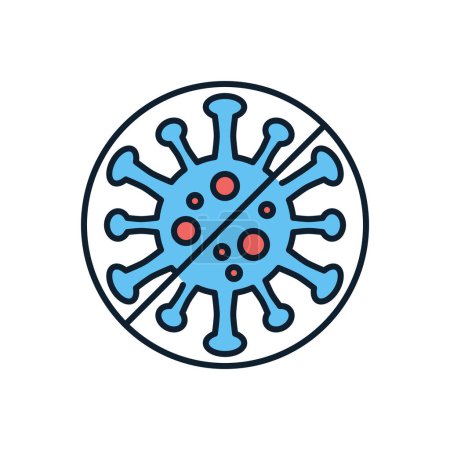 Ilustración de Anti Coronavirus icono de vector relacionado. Virus COVID 19 en señal de prohibición. Aislado sobre fondo blanco. Ilustración vectorial editable - Imagen libre de derechos