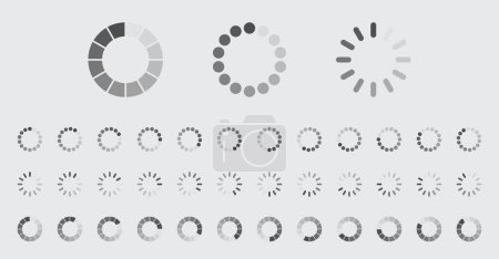 Illustration for Circular Loading Buffering Icons Vector Set Video Ready for Animation Gif All Keyframes Frames Bufring Circle Waiting for Connection Buffer Preloader Download Symbol Easy Replace Color - Royalty Free Image