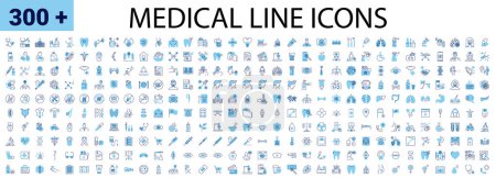 Illustration for Medical Vector Icons Set. Line Icons, Sign and Symbols. Medicine, Health Care, Internal Organs, Drugs, Symptoms, Dental and Fly. Mobile Concepts and Web Apps. Modern Infographic Logo and Pictogram - Royalty Free Image
