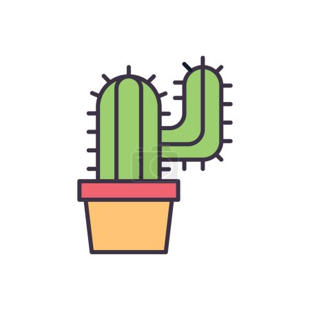 Téléchargez les illustrations : Icône vectorielle liée au cactus. Isolé sur fond blanc. Illustration vectorielle - en licence libre de droit