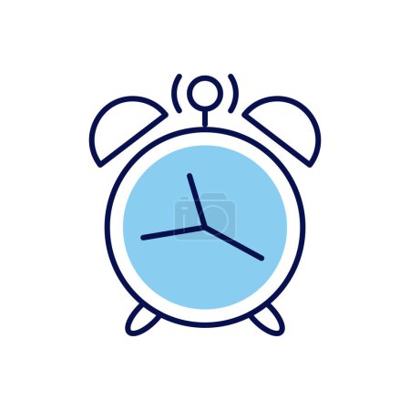 Téléchargez les illustrations : Réveil icône vectorielle liée à l'horloge. Isolé sur fond blanc. Illustration vectorielle - en licence libre de droit