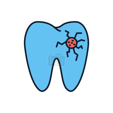 Illustration for Caries Related Vector Icon. Caries sign. Tooth icon with lesion. Isolated on White Background - Royalty Free Image